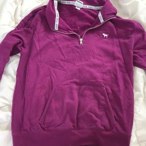 PINK VS eggplant quarter zip sweatshirt